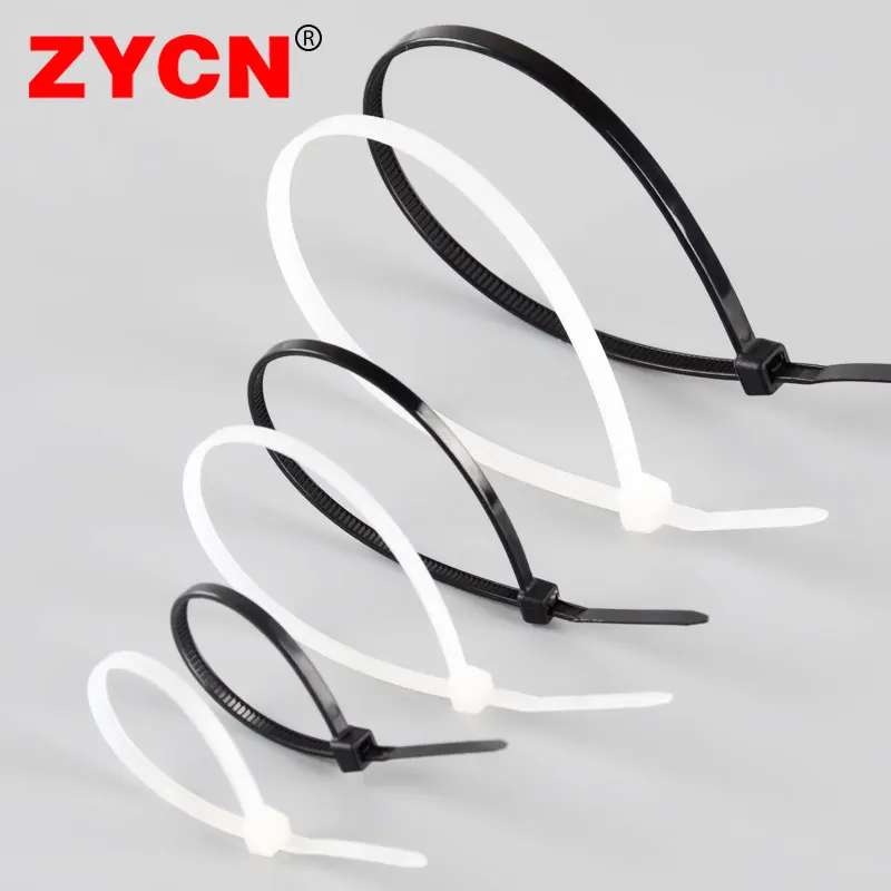 ZYCN 300pcs Plastic Cable Tie Self-Locking Black Set 3*100 3*150 4*200mm Wraps Ring Loop Nylon Wire Zip Industrial Fasteners