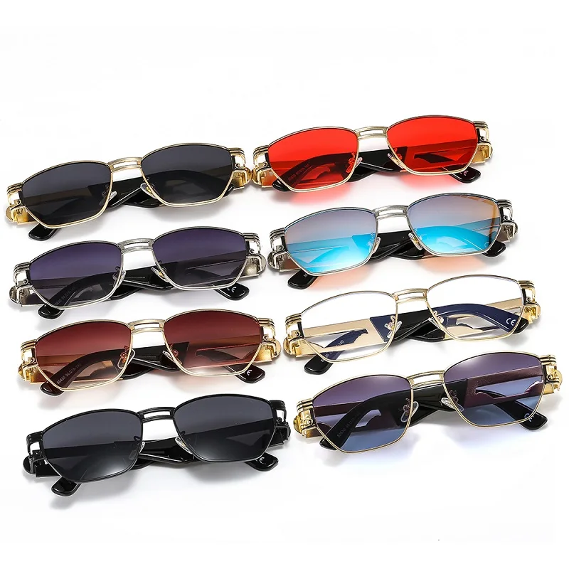 D&T 2021 New Fashion Square Oval Sunglasses Women Men Trend Luxury Alloy Cool Carving Logo Frame PC Gradient Lens Brand Designer