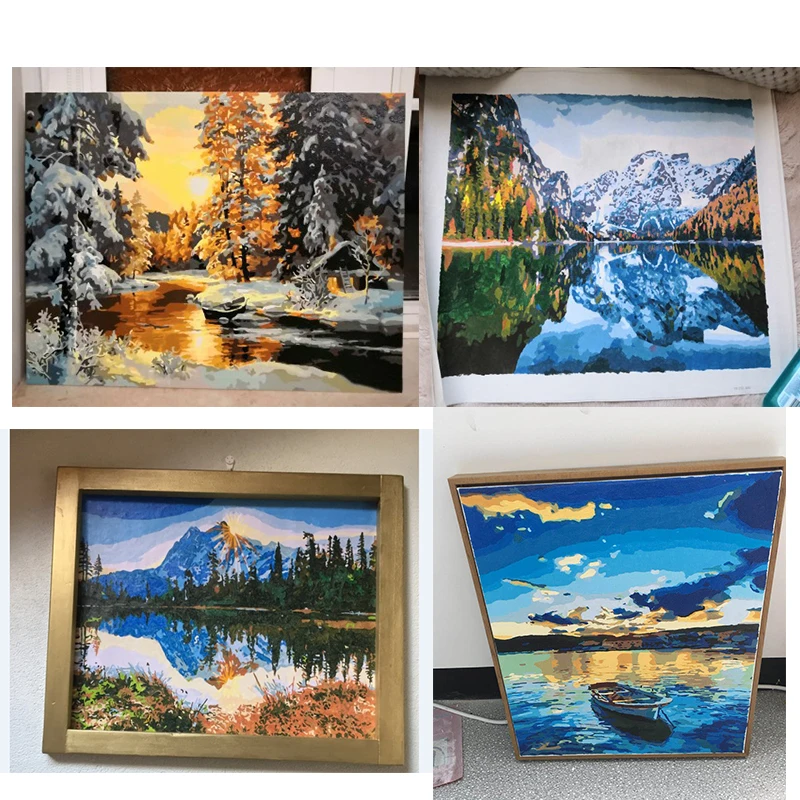 DIY Oil Painting By Numbers Nature Landscape Frame Pictures By Numbers Acrylic Kits For Home Decoration Gift