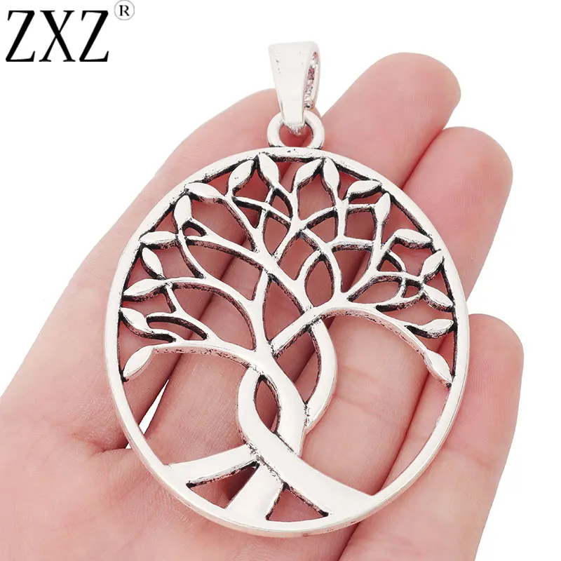 

ZXZ 2pcs Tibetan Silver Large Tree Charms Pendants for Necklace Jewelry Making Findings 80x54mm