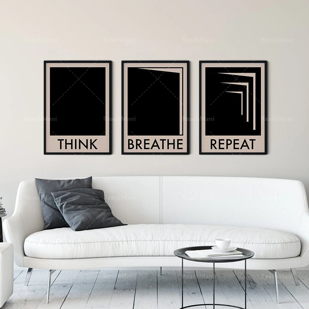 Thinking-Breathing-Repeating | Typographic Posters | Home Wall Decorations | Unique Minimal Wall Art | High Quality Printed Artw