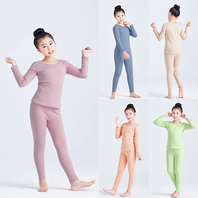 Autumn Winter Kids Thermal Underwear Set Fleece Thick Warm Dance Girls Long Johns Children Underwear 2-16 Years Kids Clothes Set