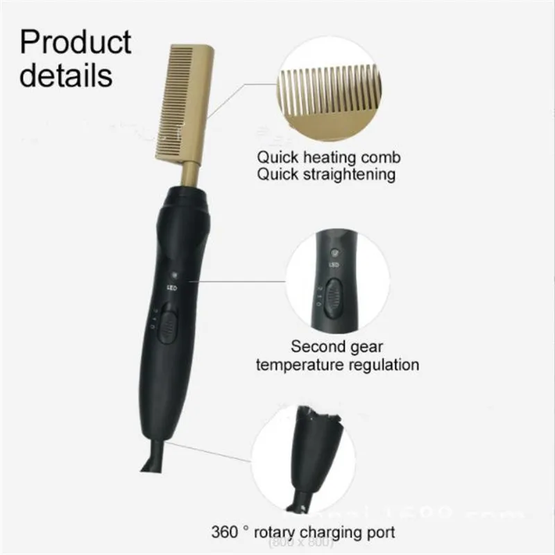 Multifunction Electric Heating Copper Hair Comb Straight And Curly Hairstyle In One Simply Salon Straightening Iron Wand Brush