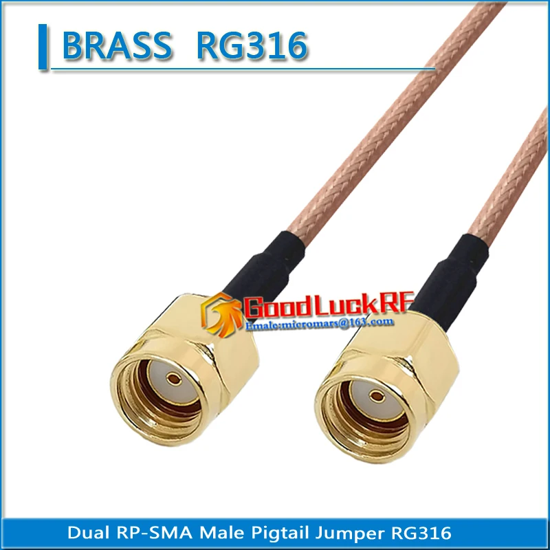 

1X Pcs High-quality Dual RP-SMA RPSMA RP SMA Male to RP SMA Male Plug Coaxial Pigtail Jumper RG316 Cable Low Loss