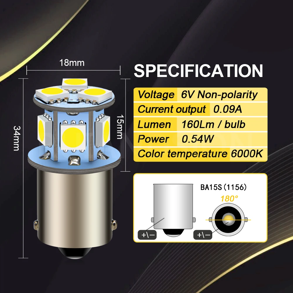 1Pcs 6V 12V 24V S25 1157 BAY15D BA15D 1156 BA15S Led Bulb P21/5W Moto Car Reverse Backup Brake Light Turn Parking Signal Lamp image 6