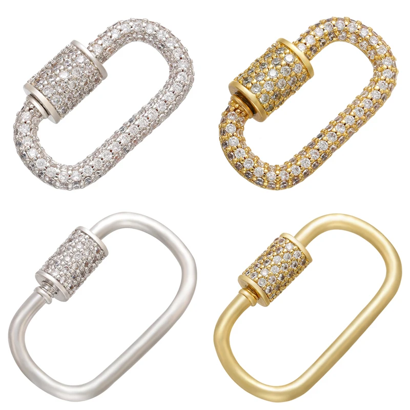 Pavé-Zirkonia 18K vergoldeter Karabinerverschluss DIY Schmuckzubehör für handgefertigte Halsketten- und Armbandkomponenten Schraubverschluss: VK106 – Detail 1