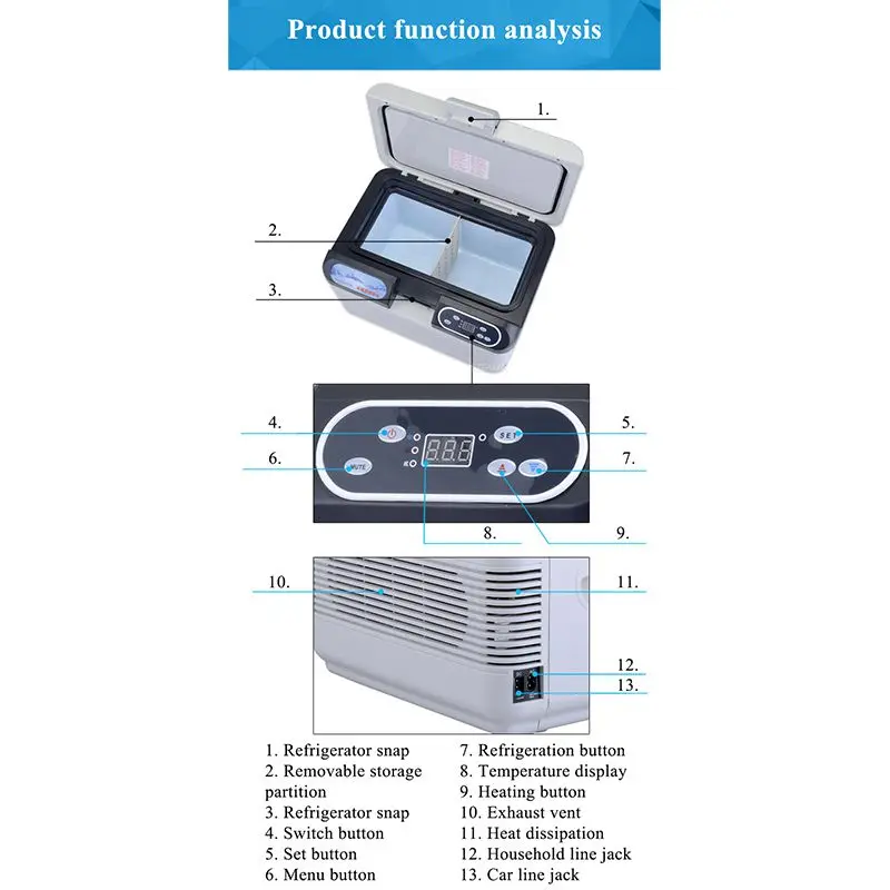 12L รถตู้เย็น72W คอมเพรสเซอร์ Cooler แบบพกพาพร้อมจอแสดงผล LED Cooling & Warming 2วิธีชาร์จสำหรับ Camping