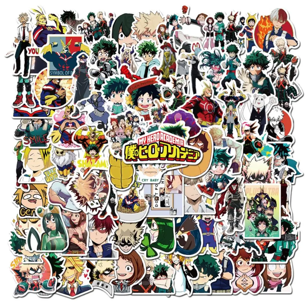 50/100pcs Anime My Hero Academia Stickers Laptop Skateboard Izuku Midoriya Might Boku No Hero Academia Character Sticker