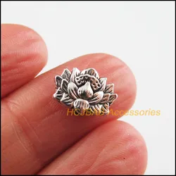 25 New Lotus Charms Tibetan Silver Tone Flower Spacer Beads 8.5x12mm