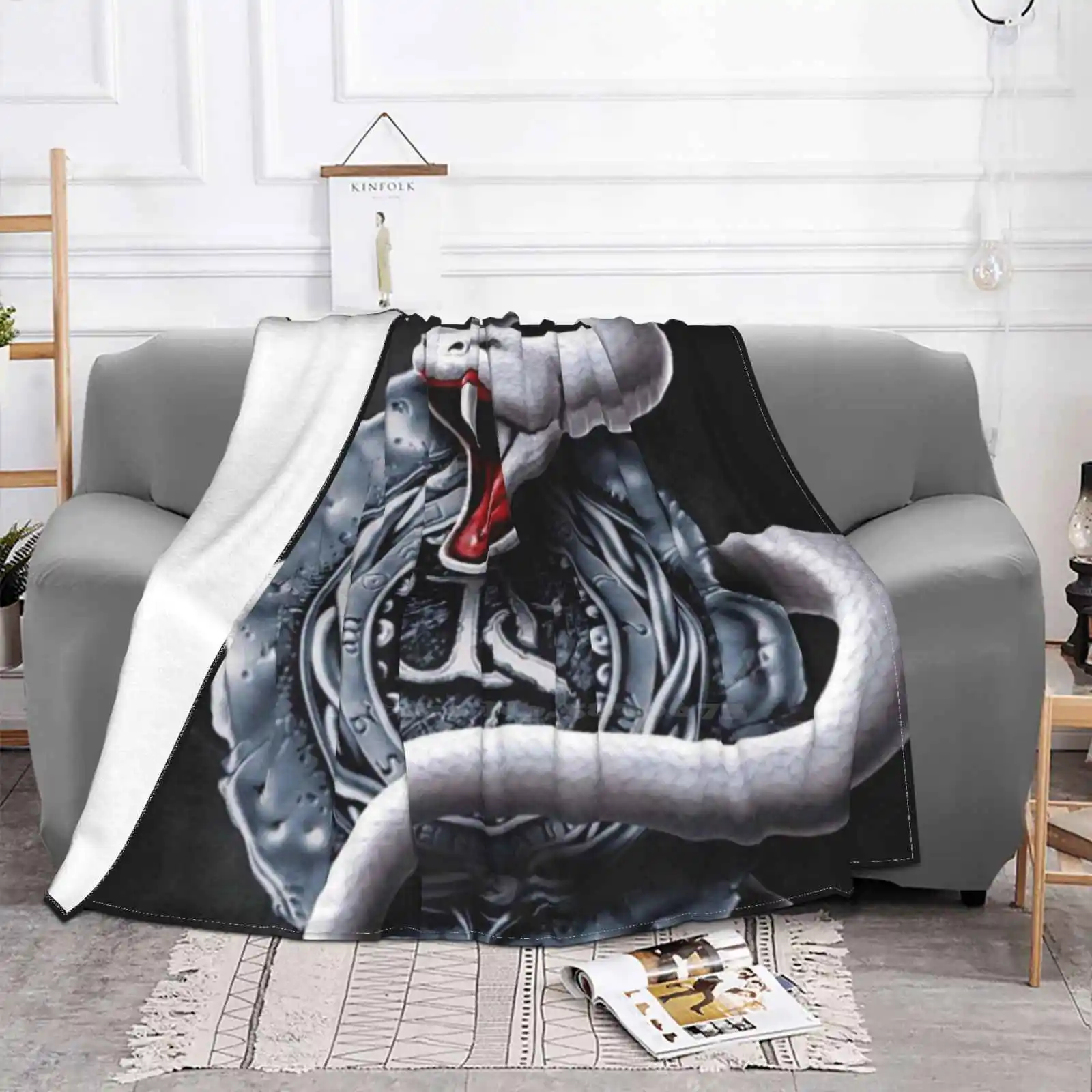 Somad Whitesnake Somad Tour Somad 2019 Logo Wrapped In A White Snake With A Black Background Top Quality Comfortable Bed Sofa