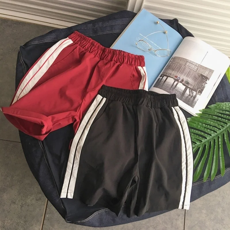 

Summer Classic Mens Sweatpants Elastic Waist Loose Jogger Shorts Fashion Knee Length Trousers Striped Shorts Casual Shorts Male