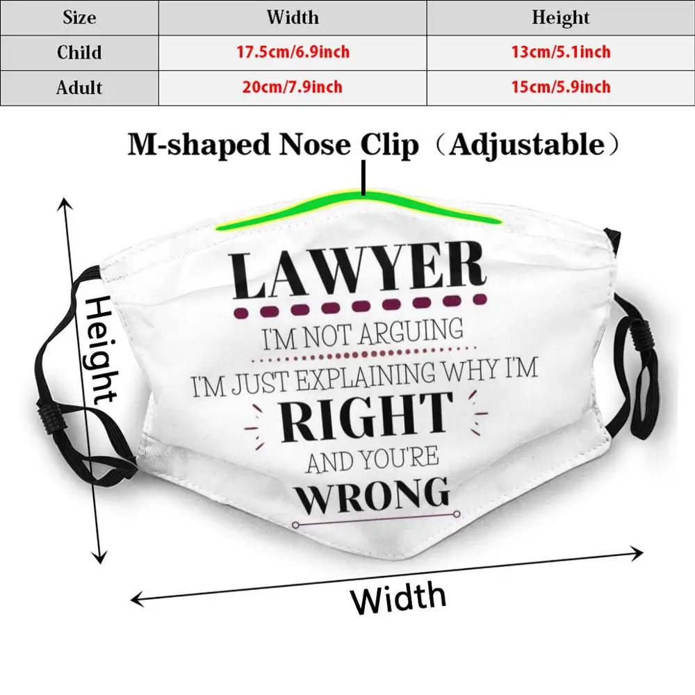 Anwalt-ICH BIN Rechts, you'Re Falsche Erwachsene Kinder Anti Staub Filter Diy Maske Gesetz Anwalt Law School Arguing Im Rechts Youre Falsche Logo