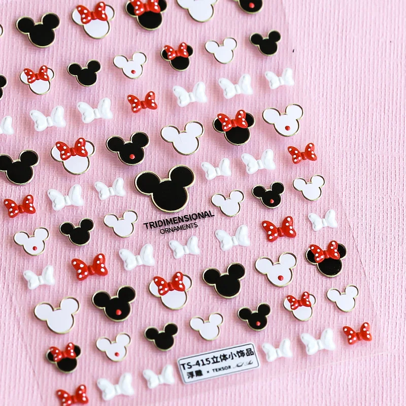 5D Disney Mickey Maus Geprägte Nail art Slider Matte Transparent Nagel Aufkleber High-end-Simulation Pullover Nail art