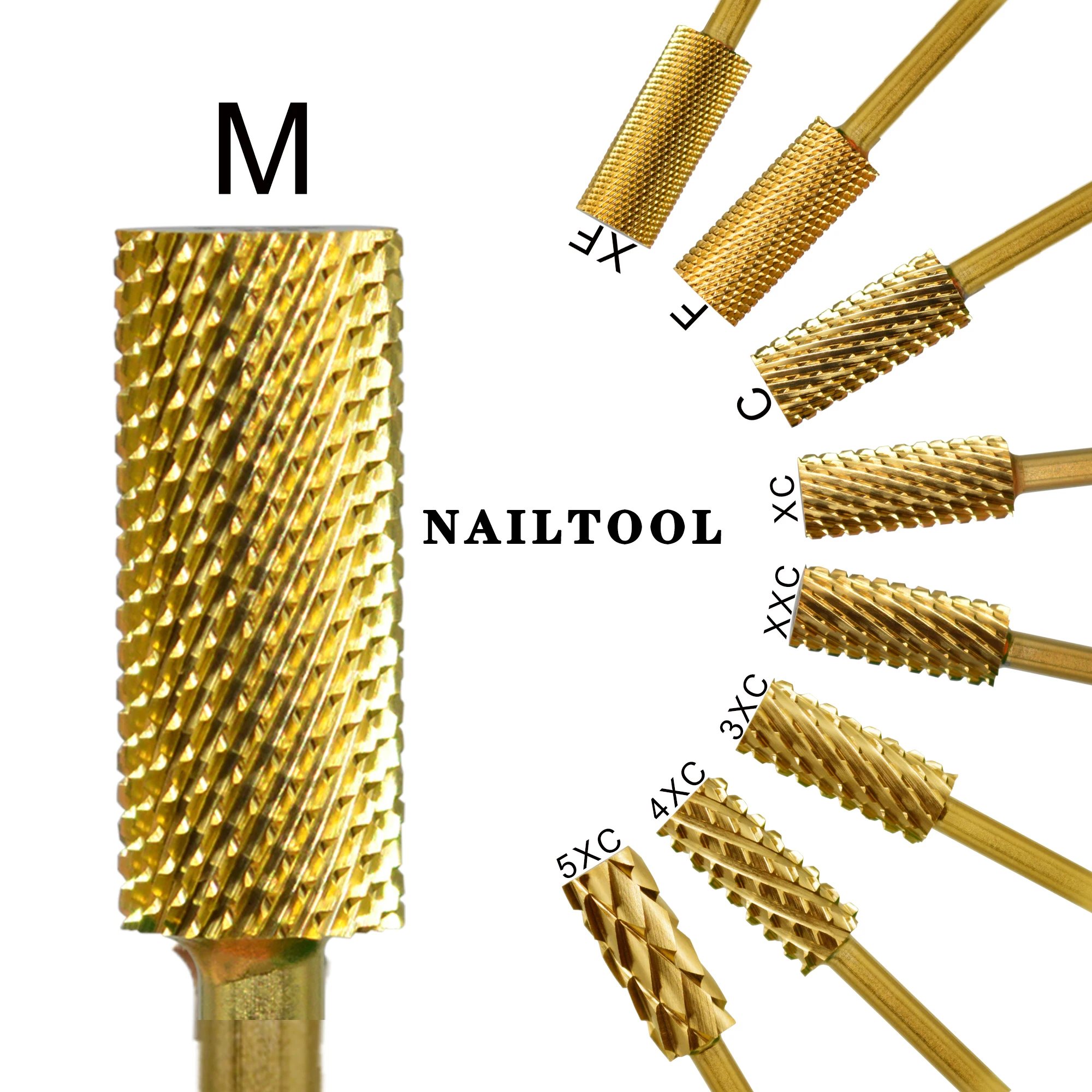 RolinStar 5.35 Small barrel Gold Tungsten steel Carbide gel polish rotary grinding head manicure pedicure foot accessories