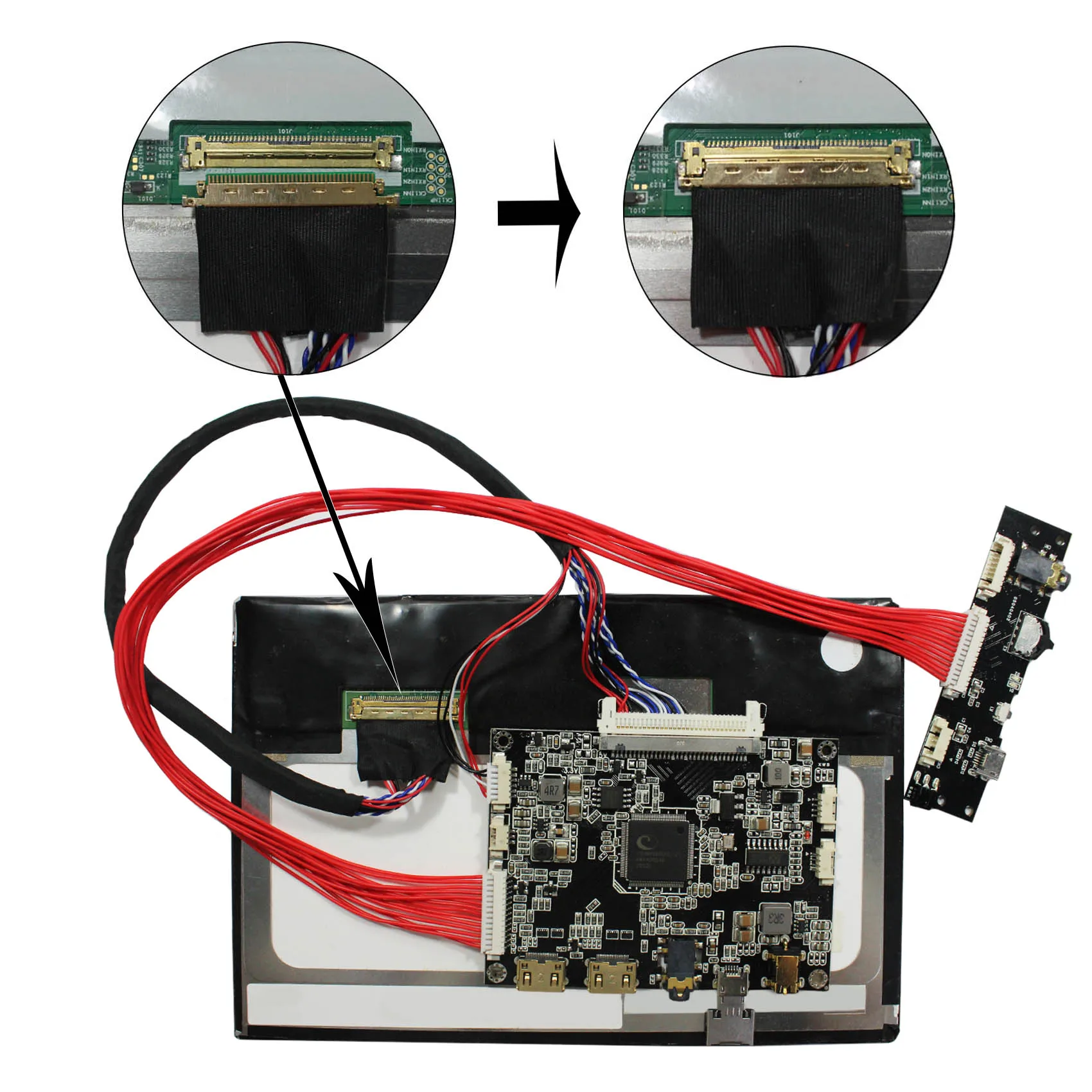 Layar LCD 7 Inci 1280X800 IPS Kecerahan 300nit dengan Papan Pengontrol LCD HD MI Mini