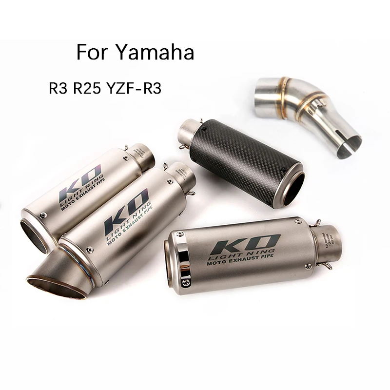 

Motorcycle Exhaust for Yamaha R3 R25 YZF-R3 Middle Pipe Slip On 51 mm Mufflers Removable DB Killer Escapes Reserve Catalyst