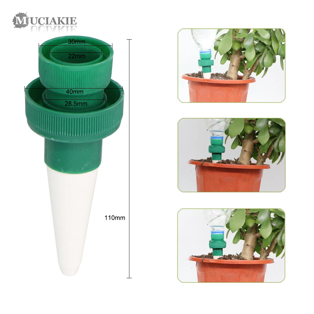 MUCIAKIE 2PCS Vacation Planter Waterer Ceramic Self Watering Spikes Home Flower Drip Irrigation Watering Stakes for Indoor Plant