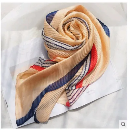 HOT SELLING   Miyake pleated  Folded stretch silk scarf women spring and summer scarf all-match crimped scarf IN STOCK