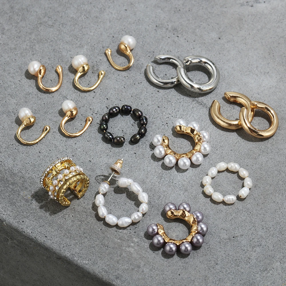 Women Zircon Ear Cuff No Pierced Pearl Ear Clip Fake Conch Piercing Pearl Earrings Fashion Accessories Jewelry