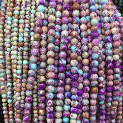 Blue Purple Sea Sediment Turquoise Imperial Jasper Gemstone Round Beads Diy Bracelet for Jewelry Making 15