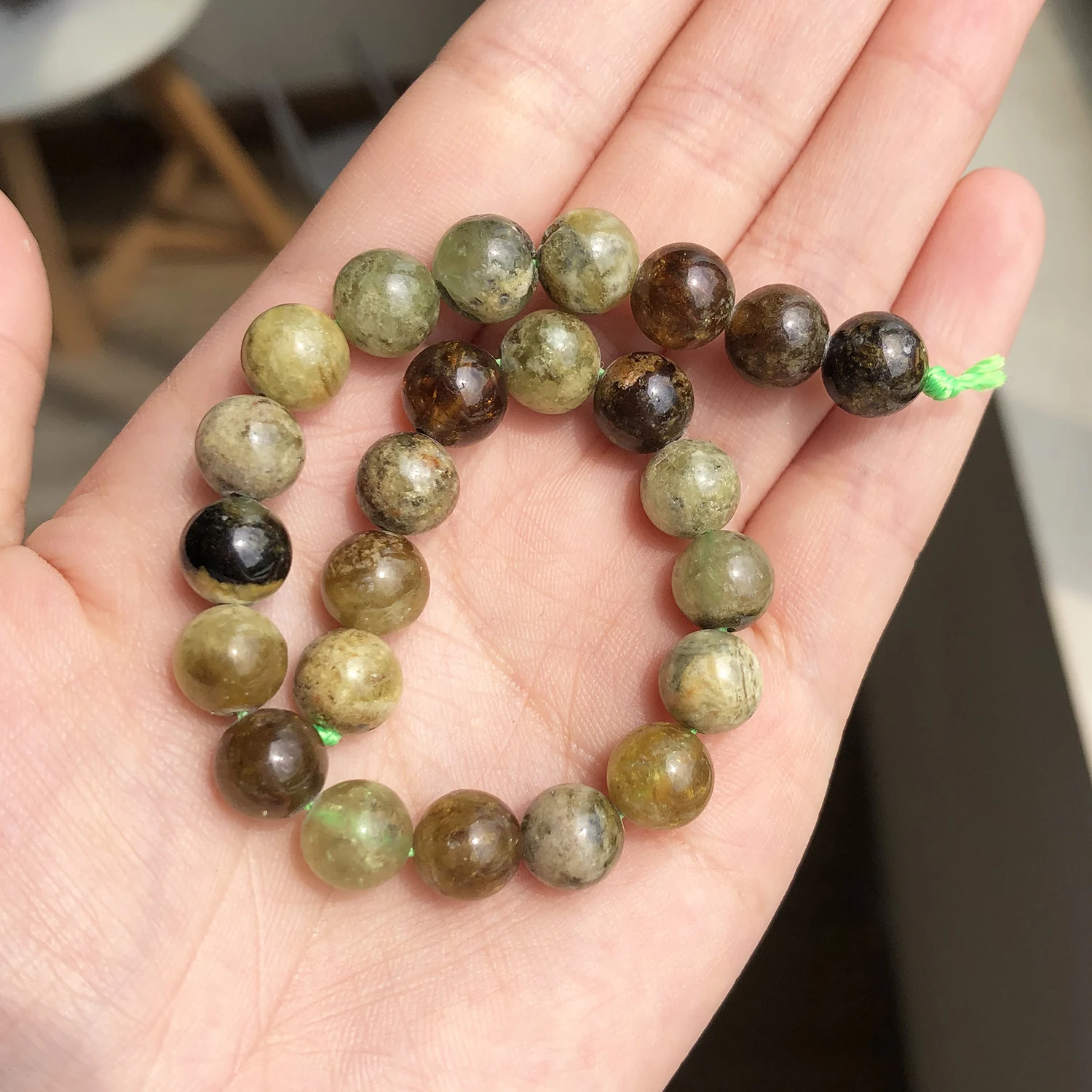 Natural Stone Beads Green Garnet Minerals Loose Round Beads 7.5\'\'Inches 6 8 10mm for Jewelry Making DIY Bracelet Accessories