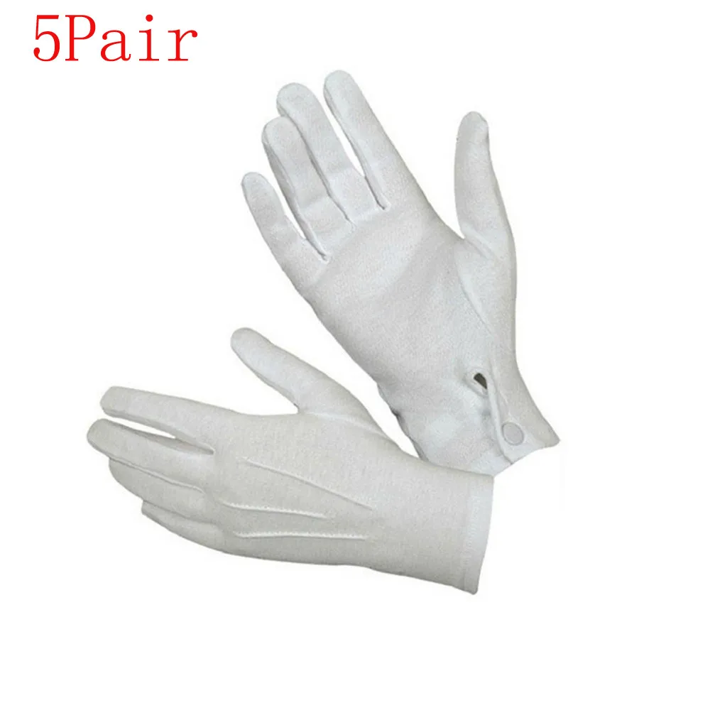 

5pair White Full Finger Men Women Formal Gloves Tuxedo Honor Guard Parade Men Inspection Gloves Women Etiquette Cotton Gloves