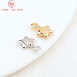 (1815)20PCS 7x10MM Hole 1.5MM 24K Gold Color Plated Brass Small Star Charms High Quality Diy Jewelry Accessories