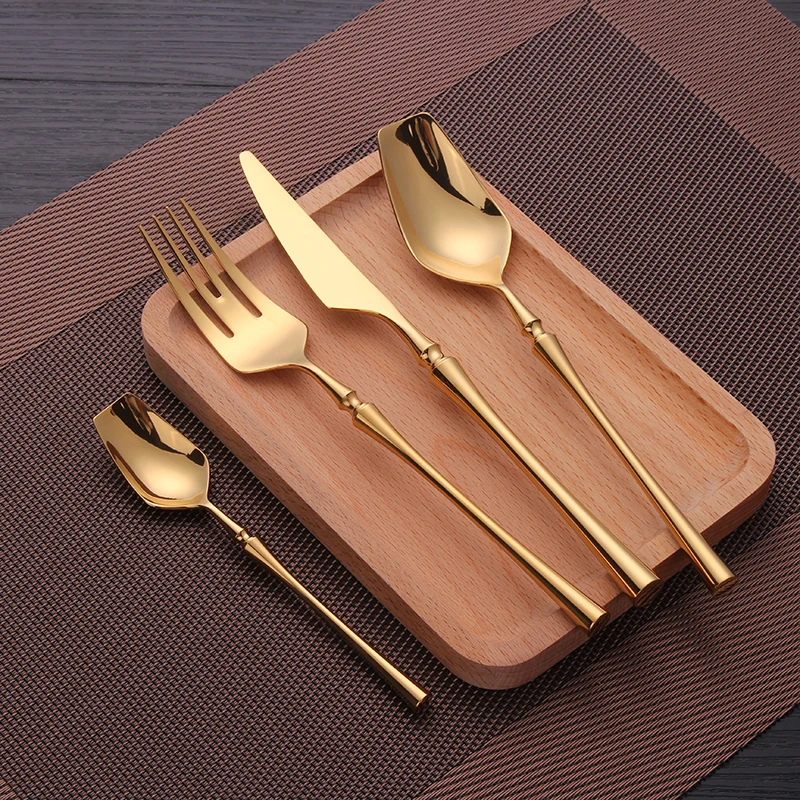 

Cutlery Set Matte Gold Stainless Steel Dinnerwar Silverware Forks Spoons Knives