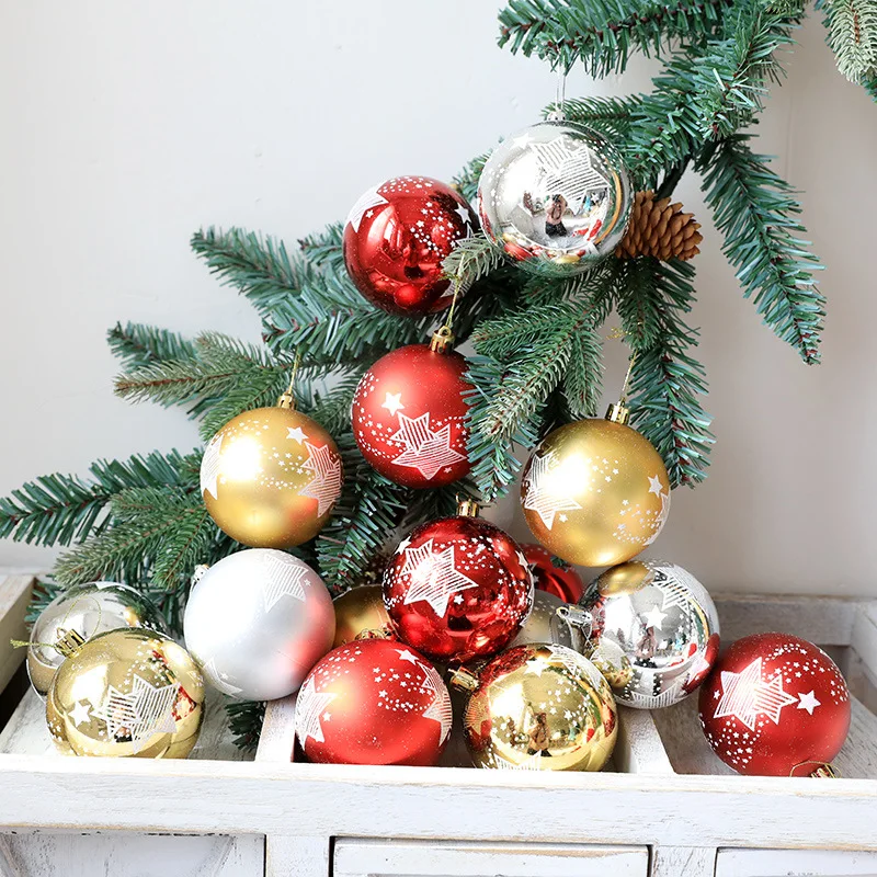 6pcs Christmas Decorations Ball Pendants For Xmas Decor Christmas Tree Ornaments New Year 2022 decorazioni albero di natale