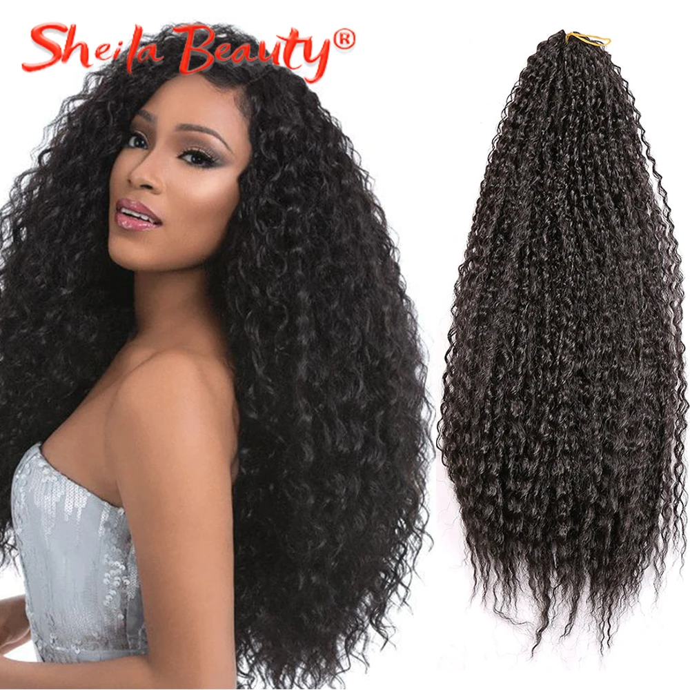 Afro Curls Synthetic Crochet Braids Hair Yaki Kinky Soft Ombre Curly Braiding Hair Extensions Goddess Marly Hair for Black Women