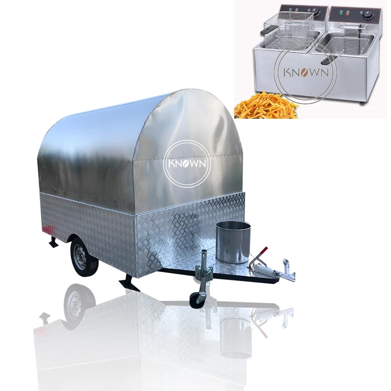 full stainless steel body 2.3m length mobile food cart truck with free fryer for sale