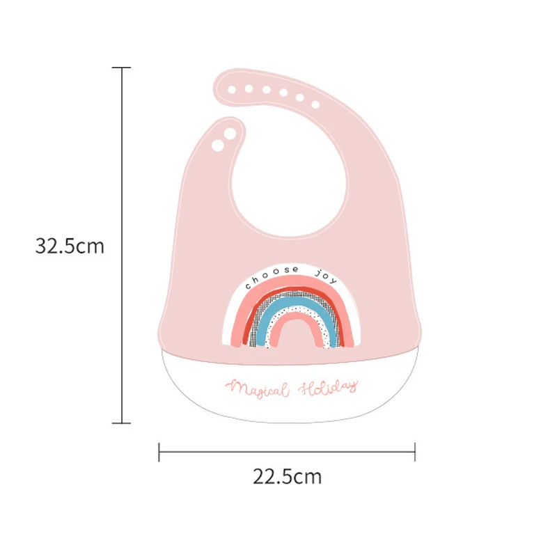 2021 Cute Baby Bibs Waterproof Silicone Bib Feeding Infant Newborn Cartoon Apron ToddlerX Adjustable Bib Burp Cloths with Pocket