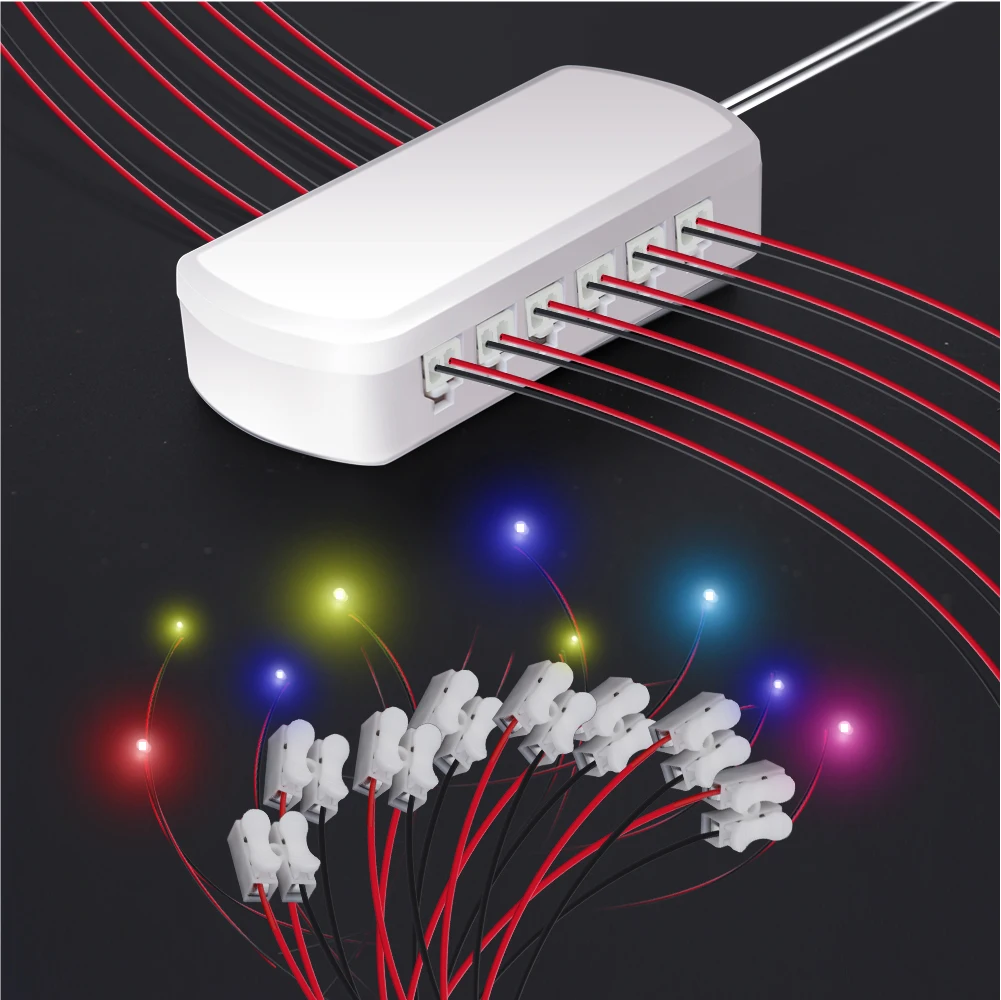 Oświetlenie LED System okablowania rozdzielacz Hub Sharing Box 2510 Port wtyczki męskie do Model pociągu połączenia kolejowego