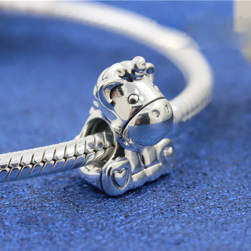 925 Sterling Silver Bruno the Unicorn Charm Bead Fits All European Pandora Jewelry Bracelets Necklaces