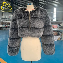 Fox Fur Coat for Women Thick Fox Fur Jacket Short Style Slim Fit Zipper Winter Fashion Wholesale New Arrival