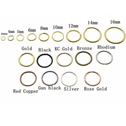 3 4 5 6 8 10 12 14 16 mm Anillos de salto de oro plateado Anillos de salto abiertos con bucles individuales y conectores de anillos divididos para encontrar joyería DIY