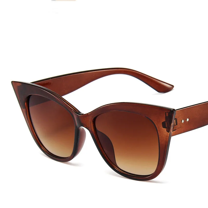 OIMG-gafas de sol con forma de ojo de gato para mujer, anteojos de sol femeninos de gran tamaño con degradado, de diseñador de lujo, UV400