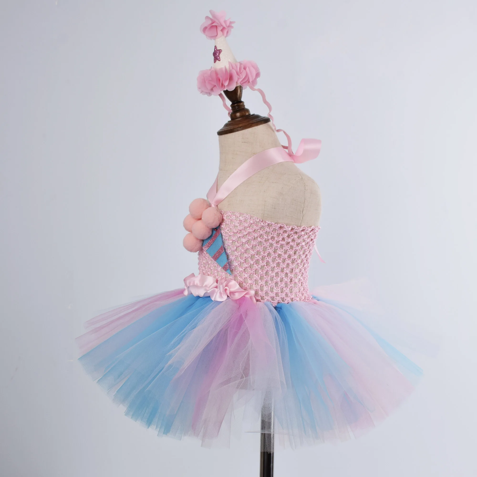 Girls Ice Cream Tutu Dress Baby Girl Sweet Pink Birthday Party Tulle Dresses Kids Birthday Gift Halloween Costume 1-12Y