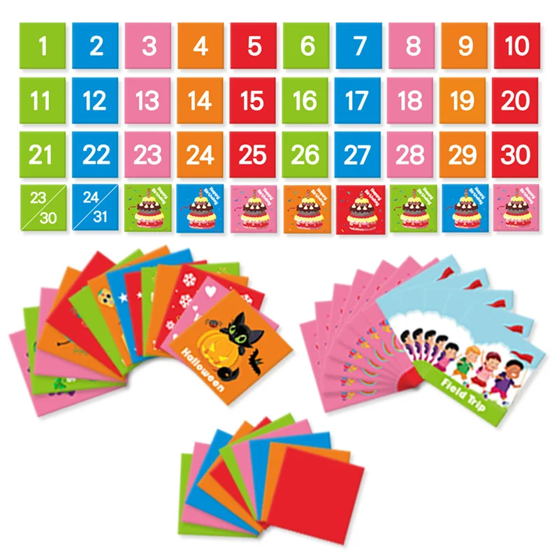 Calendar Pocket Chart Early Childhood Educational Cards for Home Classroom Ornaments 25.25x25.75in EM88