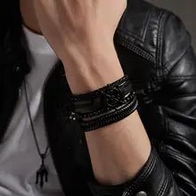 Leather Bracelets Set Men Women #2
