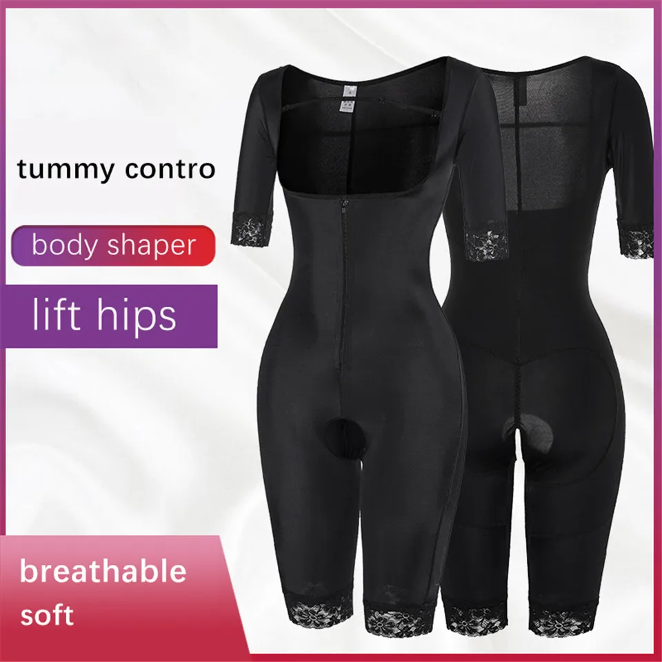 Shapewear Bodysuit Damen Schwarz Shapers Schnür-Unterbrust-Ganzkörper-Bodysuits mit Öffnung im Schritt Schlankmachende Unterwäsche – Detail 2