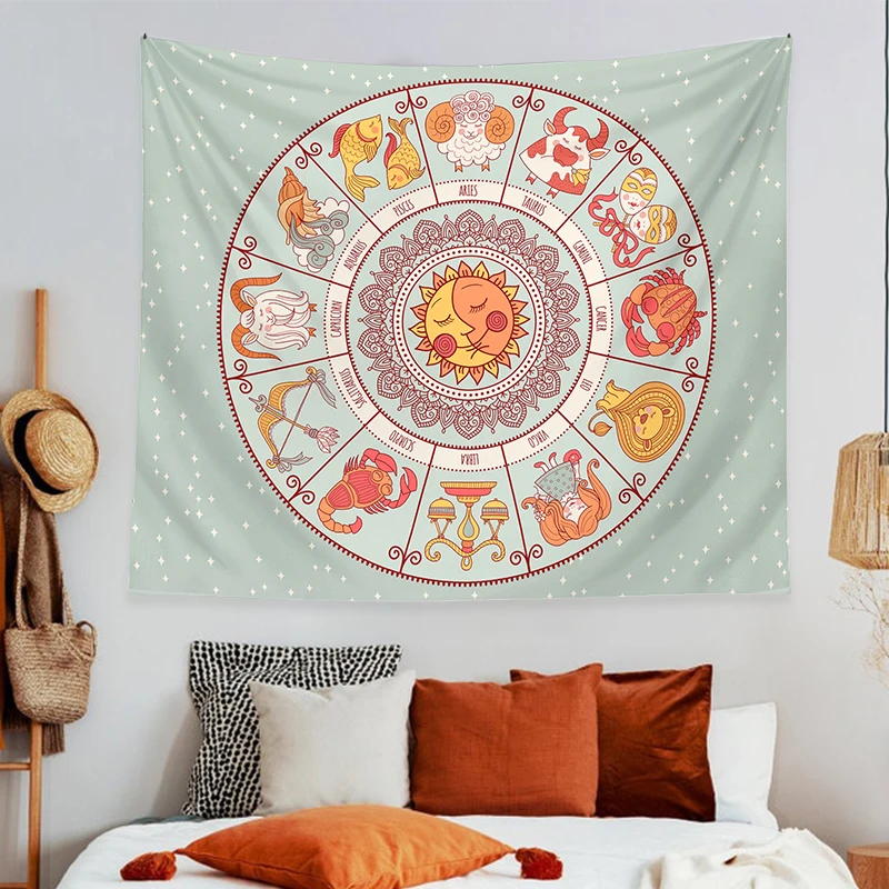 Zodiac Tapestry Constellation Tapestry Sun Moon Tapestry Astrology Starry sky Tapestries Tarot Tapestry Wall Hanging for Room