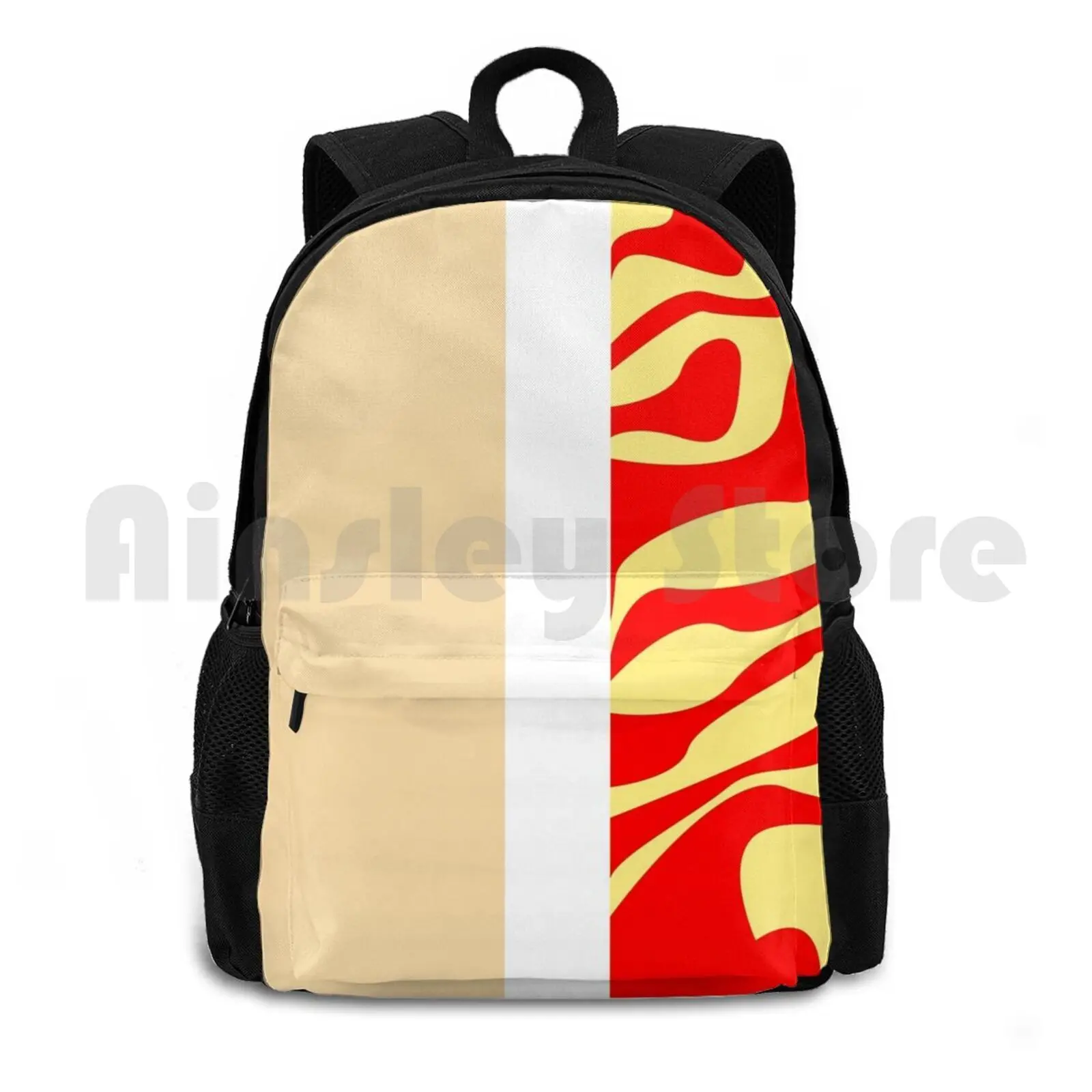 Campfire Outdoor Hiking Backpack Riding Climbing Sports Bag Lines Red Yellow Waves Abstract Pattern Camo Pop Pop Art Pop