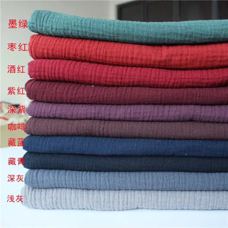 Fabric Drape Cotton and Linen Double Gauze Crepe Baby Clothes Fabric Ladies Skirt Sleepwear Fabrics 100x135cm