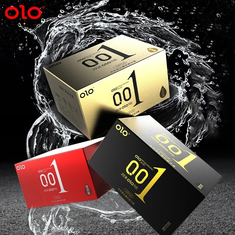 OLO ULTRA THIN CONDOM 0.01 Feeling Penis Sleeve Hyaluronic Acids Rubber latex Ejaculation Delay dotted Condoms intimate sex toy