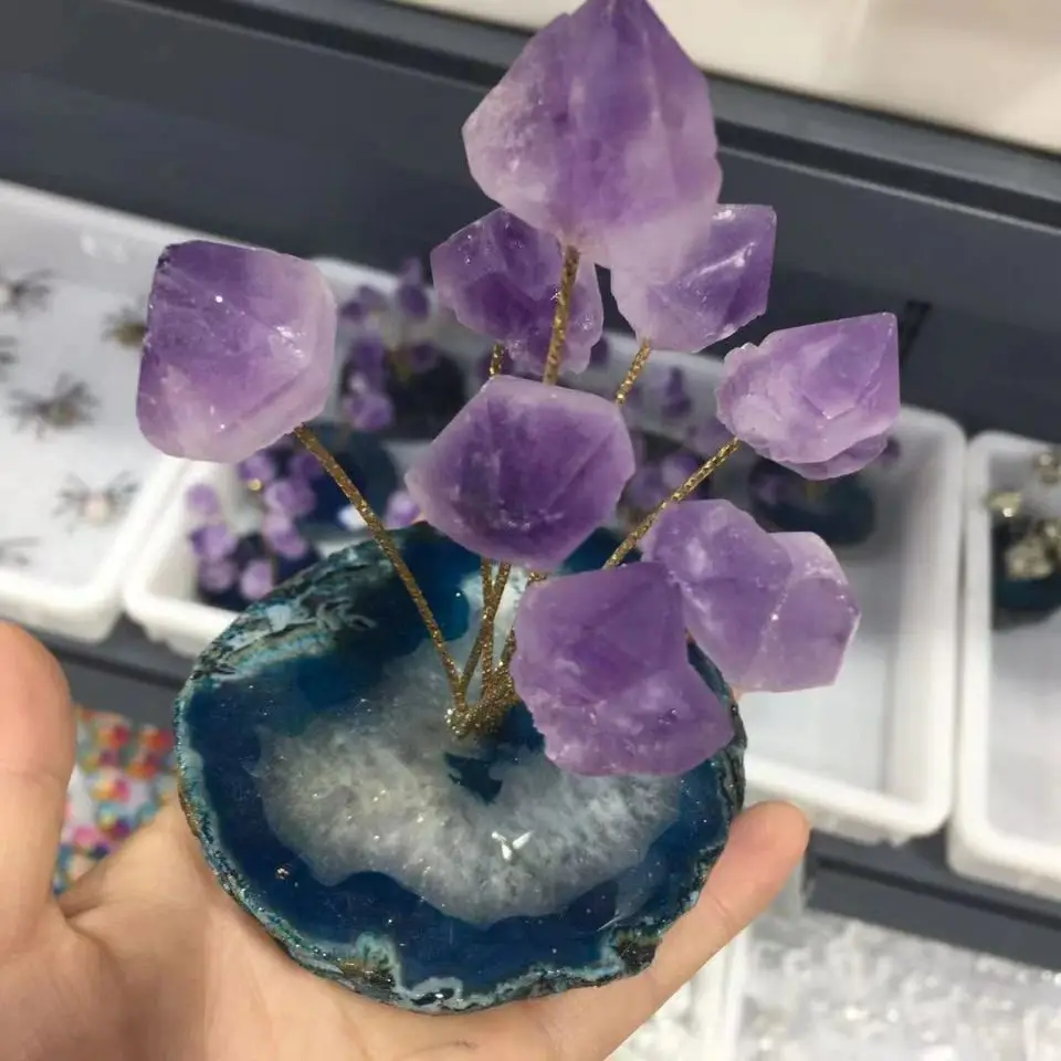 

1pc Natural Amethyst Quartz Tree of Life Rock Mineral Specimen Reiki Healing Home Decoration DIY Gifts Souvenir