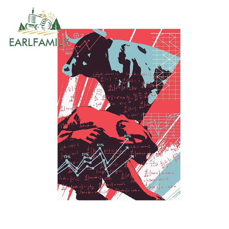 

EARLFAMILY 13cm x 9.4cm for Stock Market Bull and Bear Car Sticker JDM Stickers Waterproof Snowboard Car Accessories Vinyl Decal