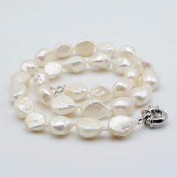 Genuine Baroque Necklace Irregular Shape Natural White Pearl Diameter 10-11mm Classic Simple Style Women's Pearl Necklace