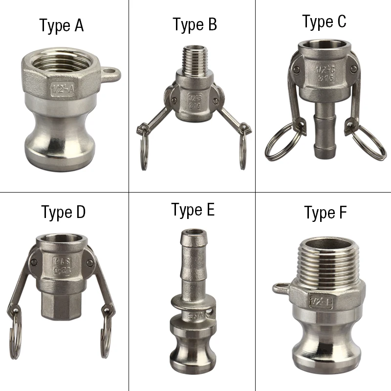 Camlock Quick Coupling, 1/2\'\' Stainless Camlock Fittings Connectors Cam and Groove Hose Pipe Fitting Adapter,3/4\'\' cam lock type