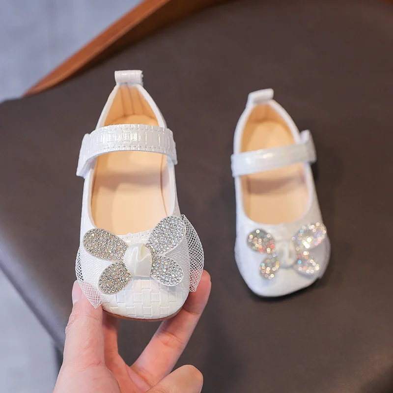 1 2 3 4 5 6 Year Children\'S Fashion Bow Leather Shoes Princess Party Flat Shoes For Elegant Baby Girls Spring Kids Dress Shoes